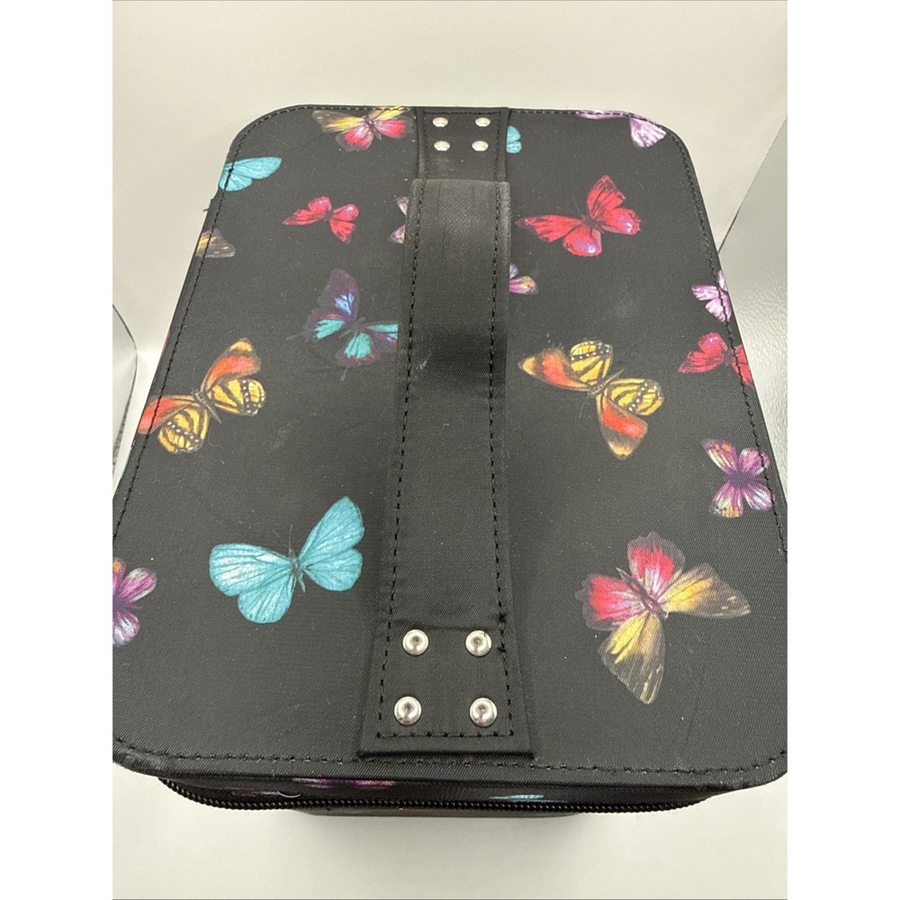 Butterfly Soft Train Case Tall Makeup Cosmetic With Mirror and Shelves Caboodles - Picture 11 of 12